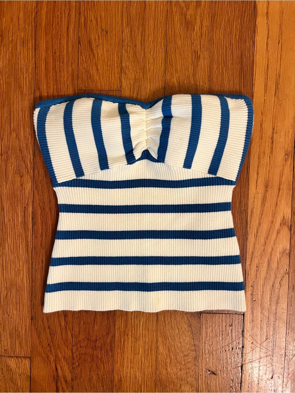 Favorite Daughter Blue and White Striped Strapless Knit Camisole